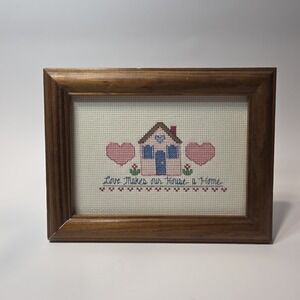 Vintage Framed Cross Stitch Love Makes Our House A Home
